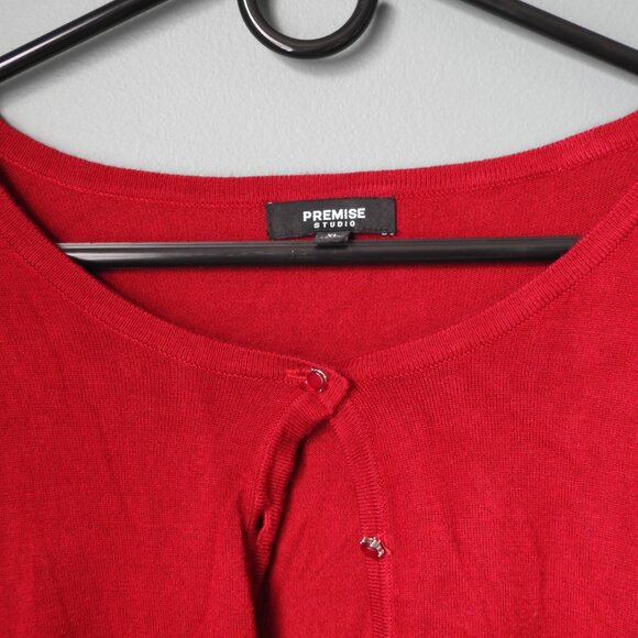 Premise Studio 8 Button Cardigan Sweater Burgundy w/Stylish Buttons, Siz… - Picture 4 of 6